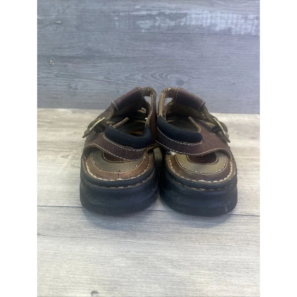 Earth Shoe Sandals Brown Leather Fisherman Sandals Strap Buckle Sz 13 Summer
